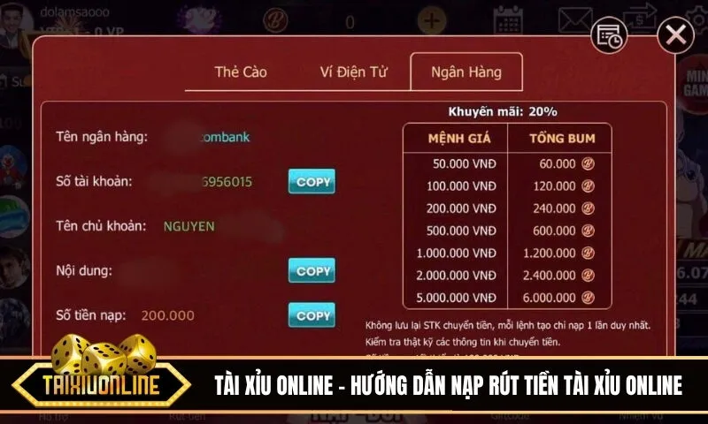 Hướng dẫn cách nạp rút tiền tài xỉu online Hướng dẫn cách nạp rút tiền tài xỉu online